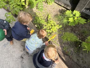 Børn der kigger på planter